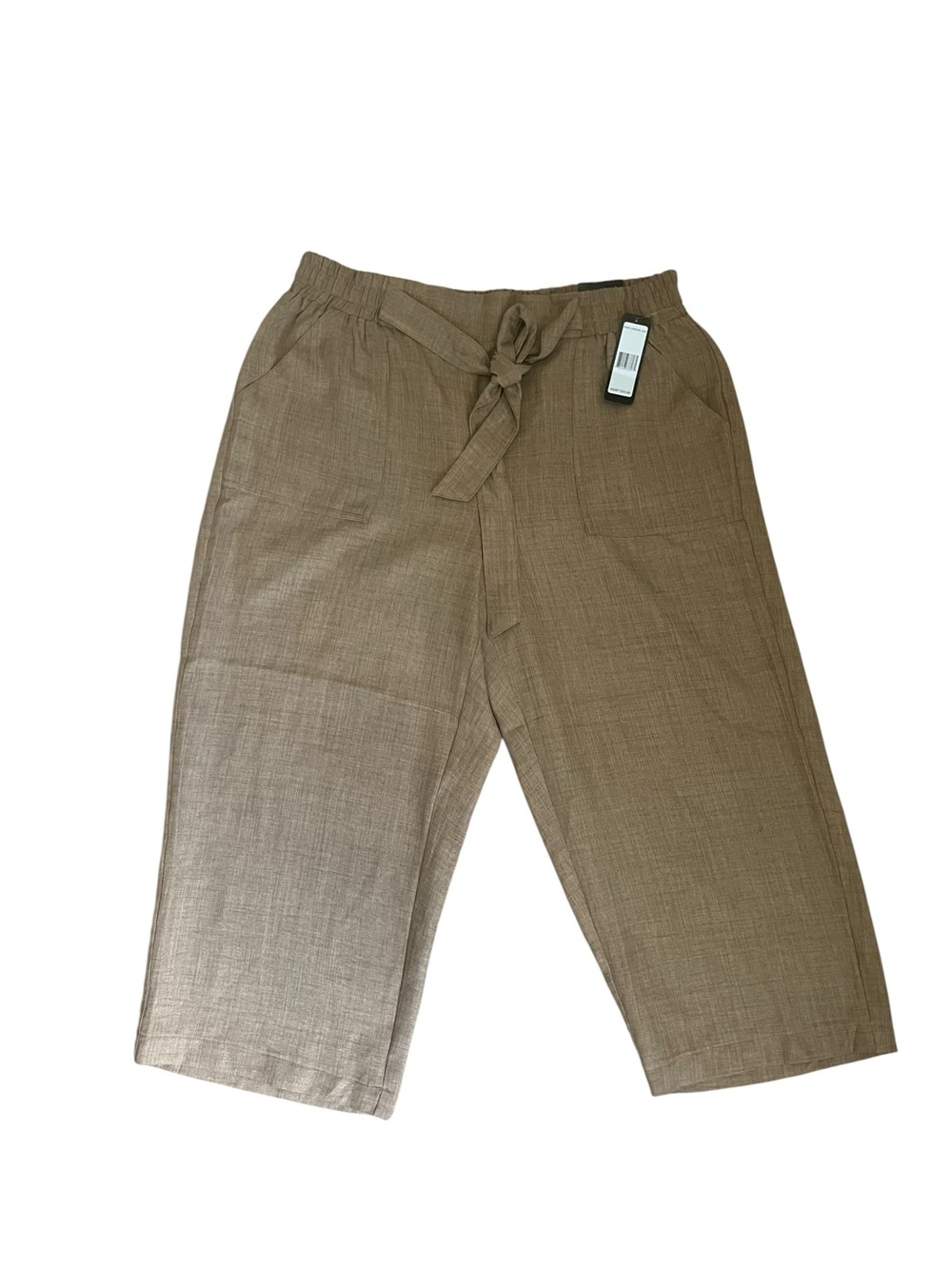 Soho Apparel Olive Brown Flat-Front Drawstring Cropped Capri Pants Sz 1X